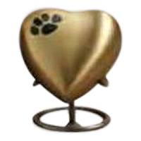 Paw Print Brass Heart Pet Urn